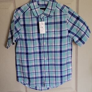 The Children's Place Blue and Green Plaid Button Down Shirt
